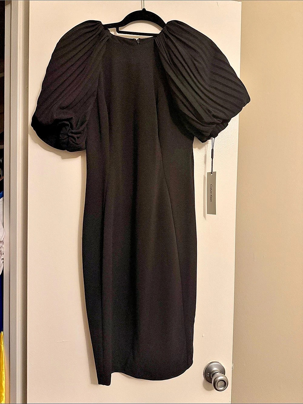 Calvin Klein Puff Sleeve Black Sheath Dress